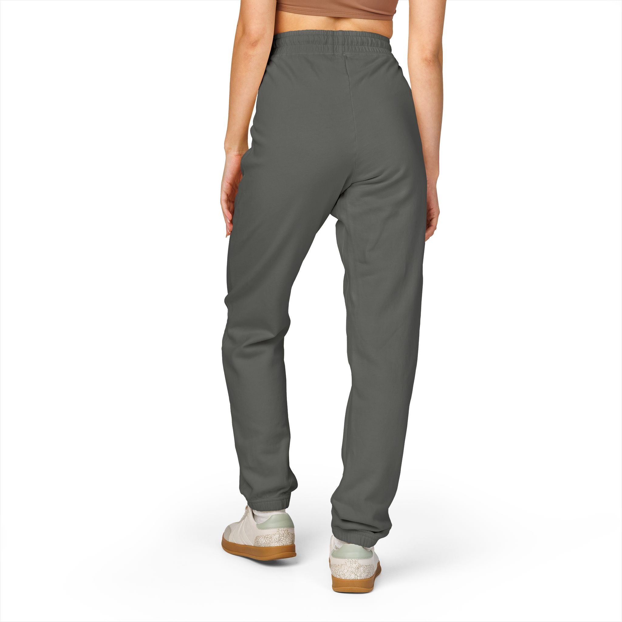 Minimalist Stamped Figure Sweatpants — Garment-Dyed Fleece Joggers