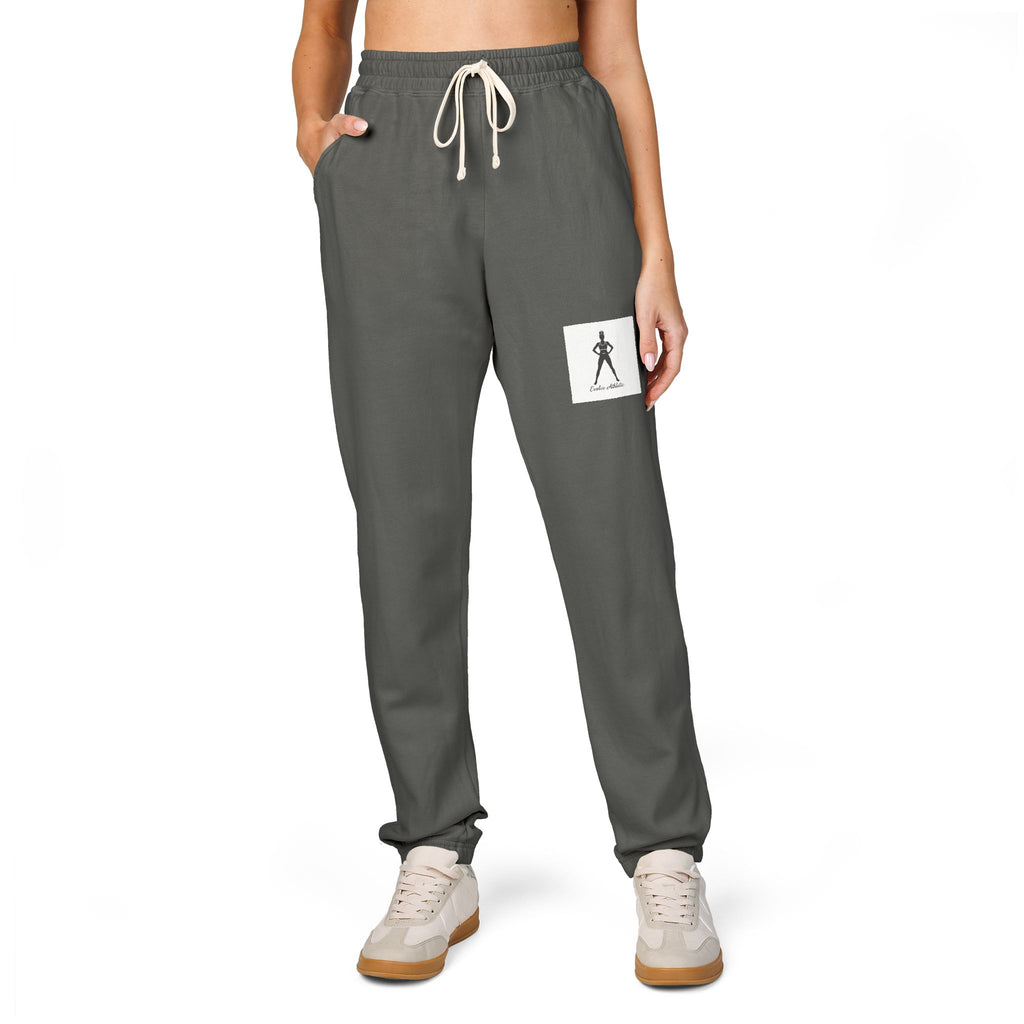 Minimalist Stamped Figure Sweatpants — Garment-Dyed Fleece Joggers