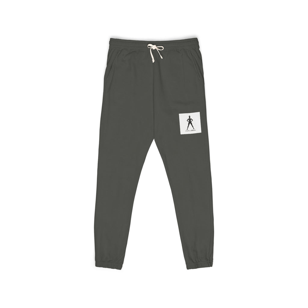 Minimalist Stamped Figure Sweatpants — Garment-Dyed Fleece Joggers