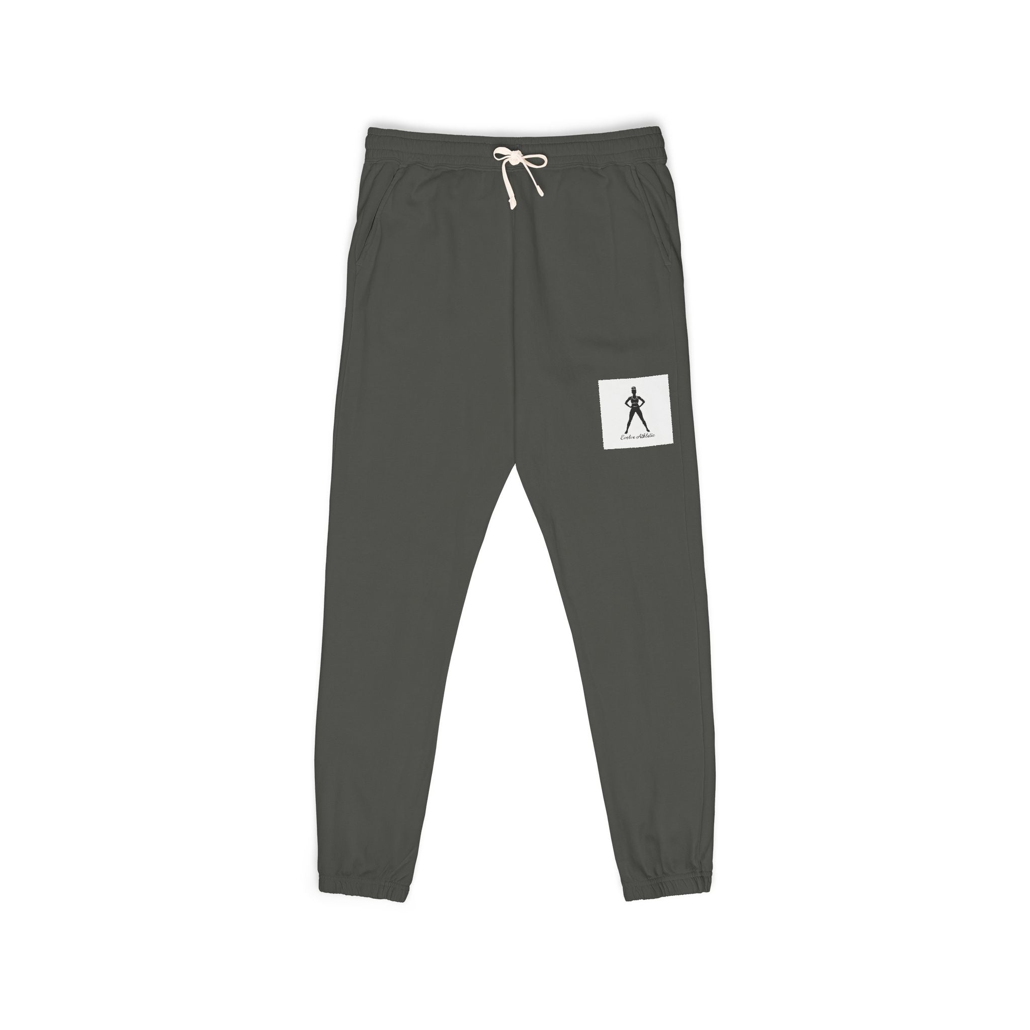Minimalist Stamped Figure Sweatpants — Garment-Dyed Fleece Joggers